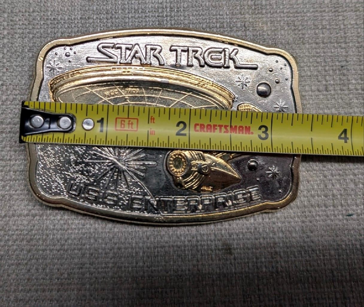 vintage STAR TREK belt buckle 24KT gold USS ENTERPRISE genuine silver WESTERN