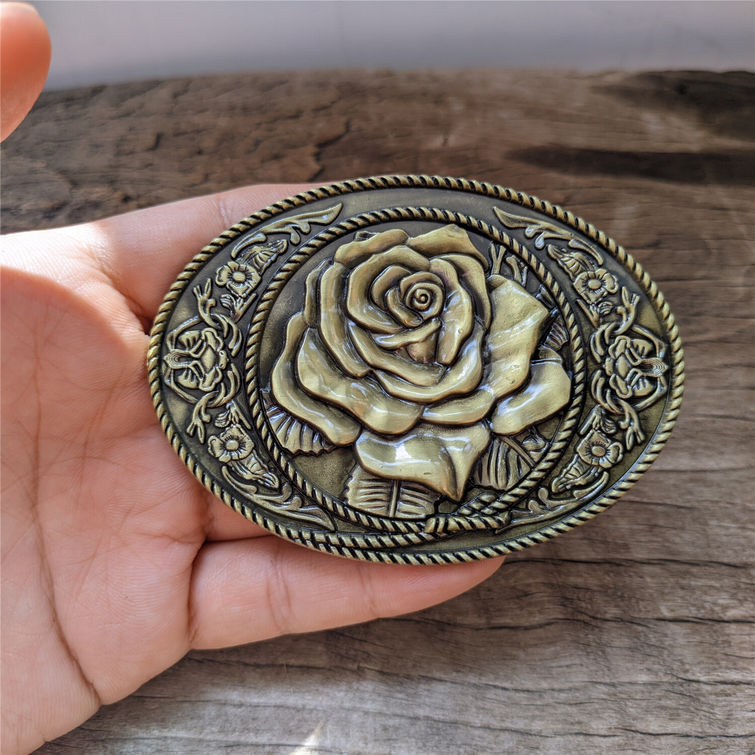 Copper Rose Belt Buckle – Western Cowboys Belt Buckle – Mens Womens Belt Buckle
