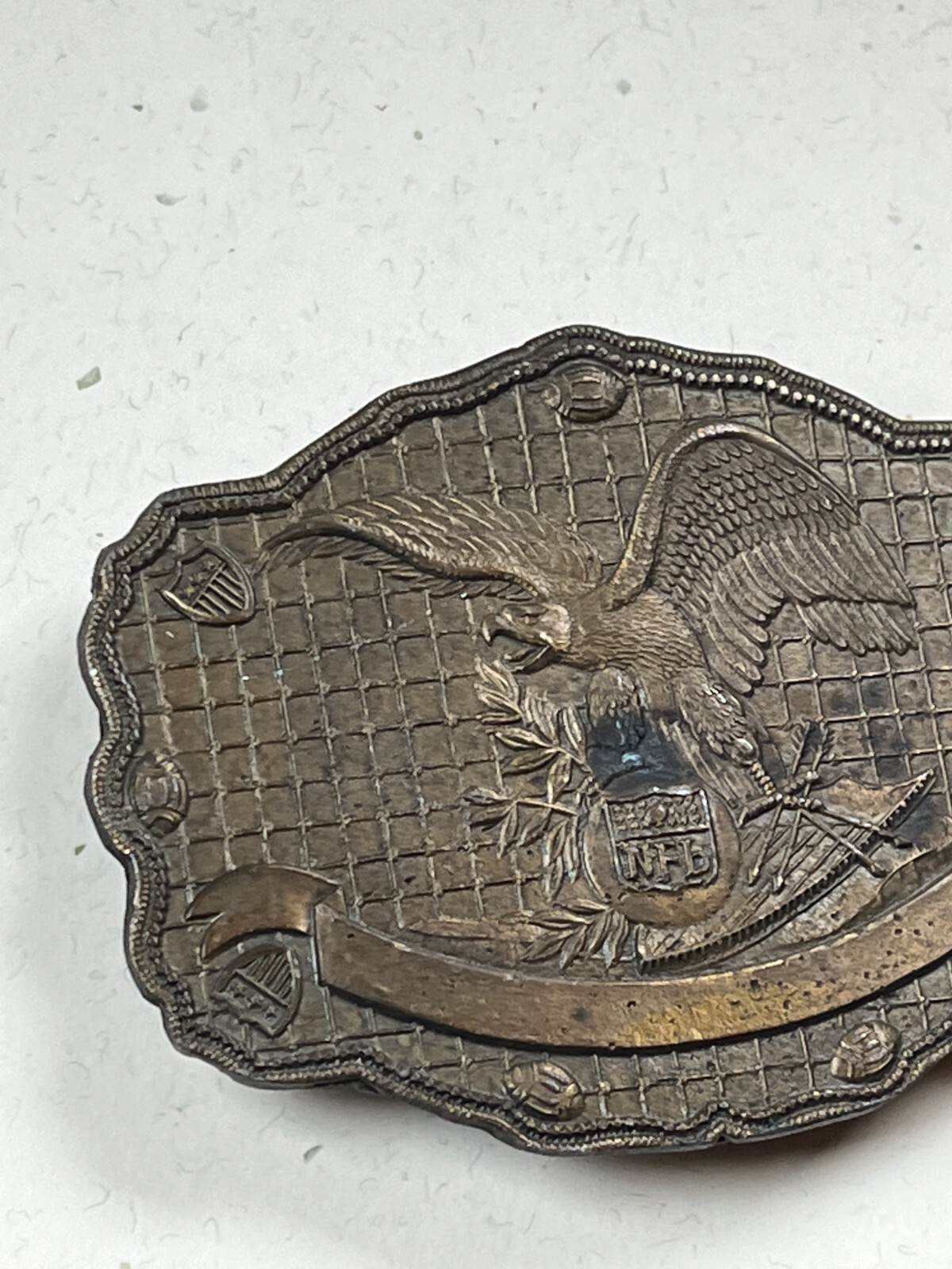Large NFL Crest w American Eagle Antique Goldtone Metal Belt Buckle – 3.75 x