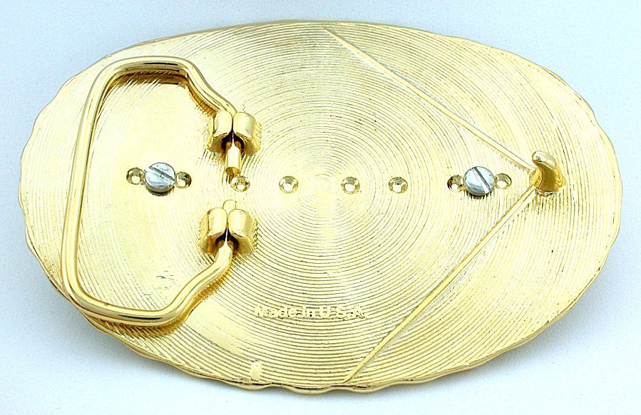 Gold Color Oval Western REAL 1921 Morgan Silver Dollar Belt Buckle EPBB92