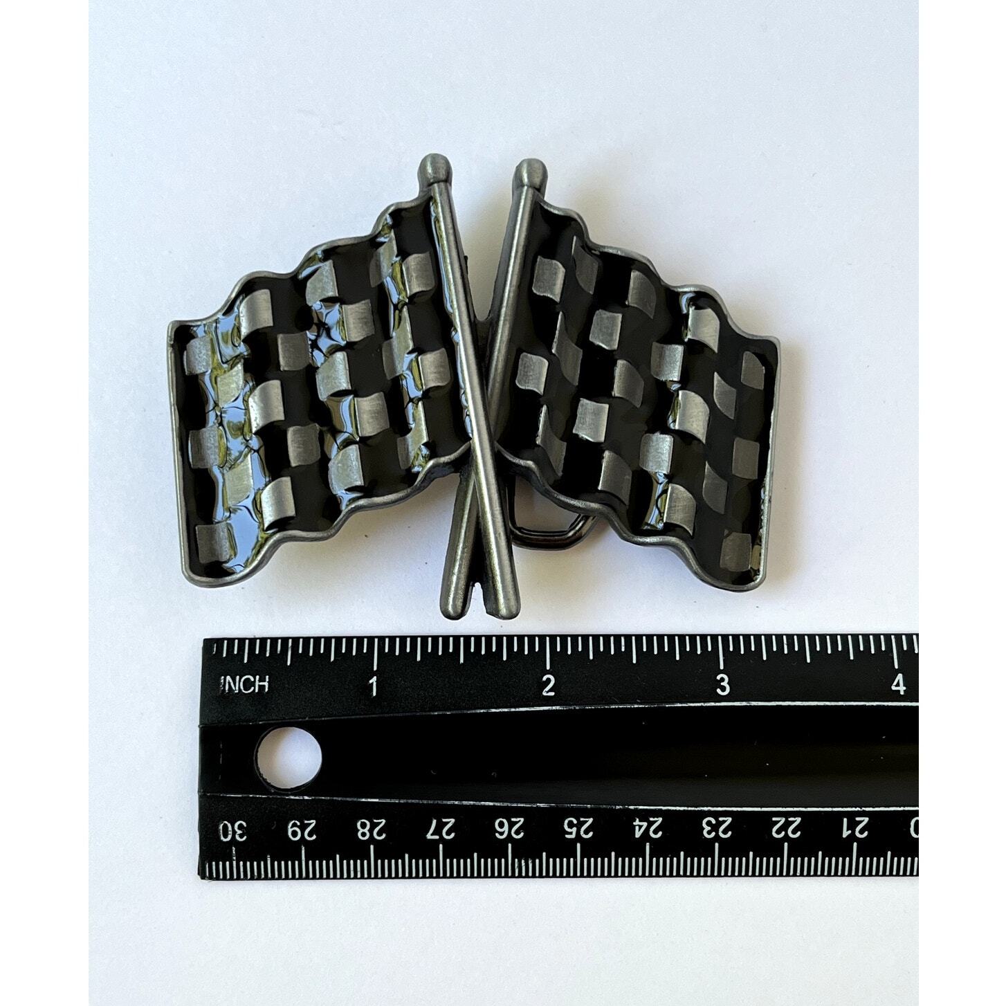 Racing Flags Black And White Checkered Racing Flag Belt Buckle