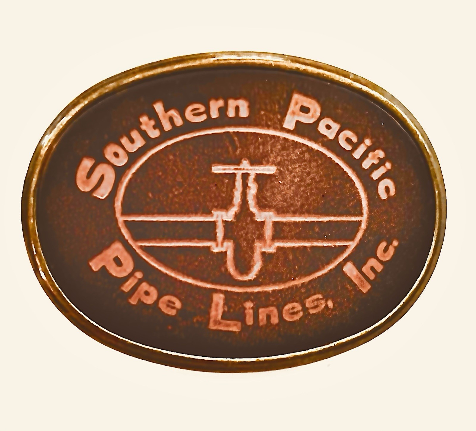 El Cip Southern Pacific Pipe Lines, Inc Leather Embossed Belt Buckle