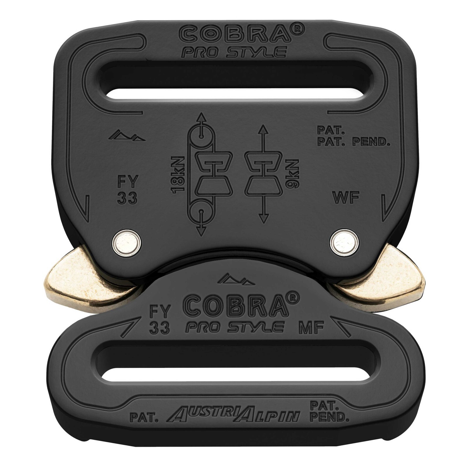 AustriAlpin 33mm Black Cobra Belt Buckle – Male Adjustable Female Fixed FY33KFF