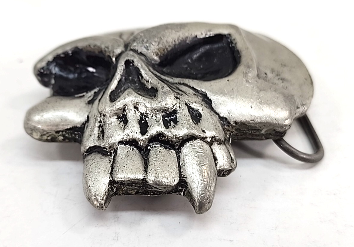 Mobtown Chicago Belt Buckle Mens Skull Monster 2000 Vintage Silver Tone