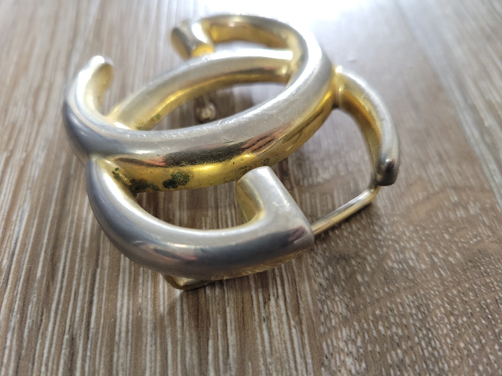 Vintage Authentic Gucci Double GG Large Gold Tone Buckle Only 2.5&Prime; x 2&Prime; Italy
