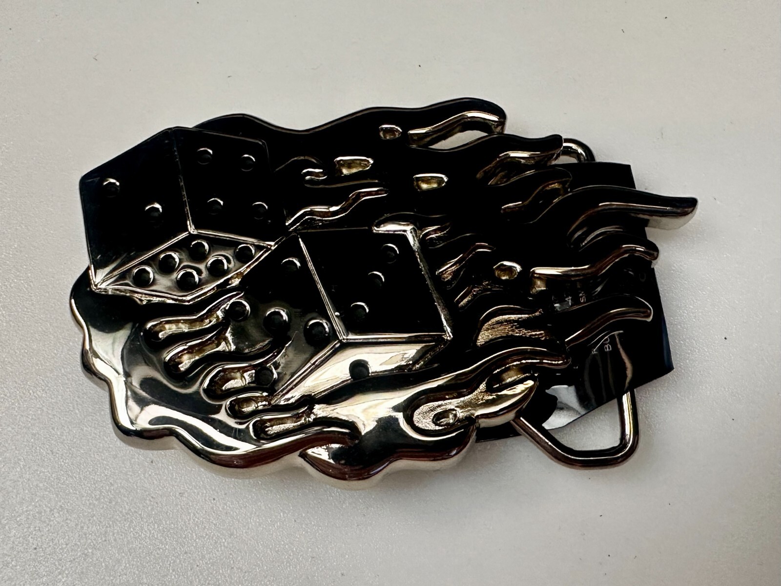 Flaming Hot Dice Gambling Board Game Casino NOS Belt Buckle by Silver Moon