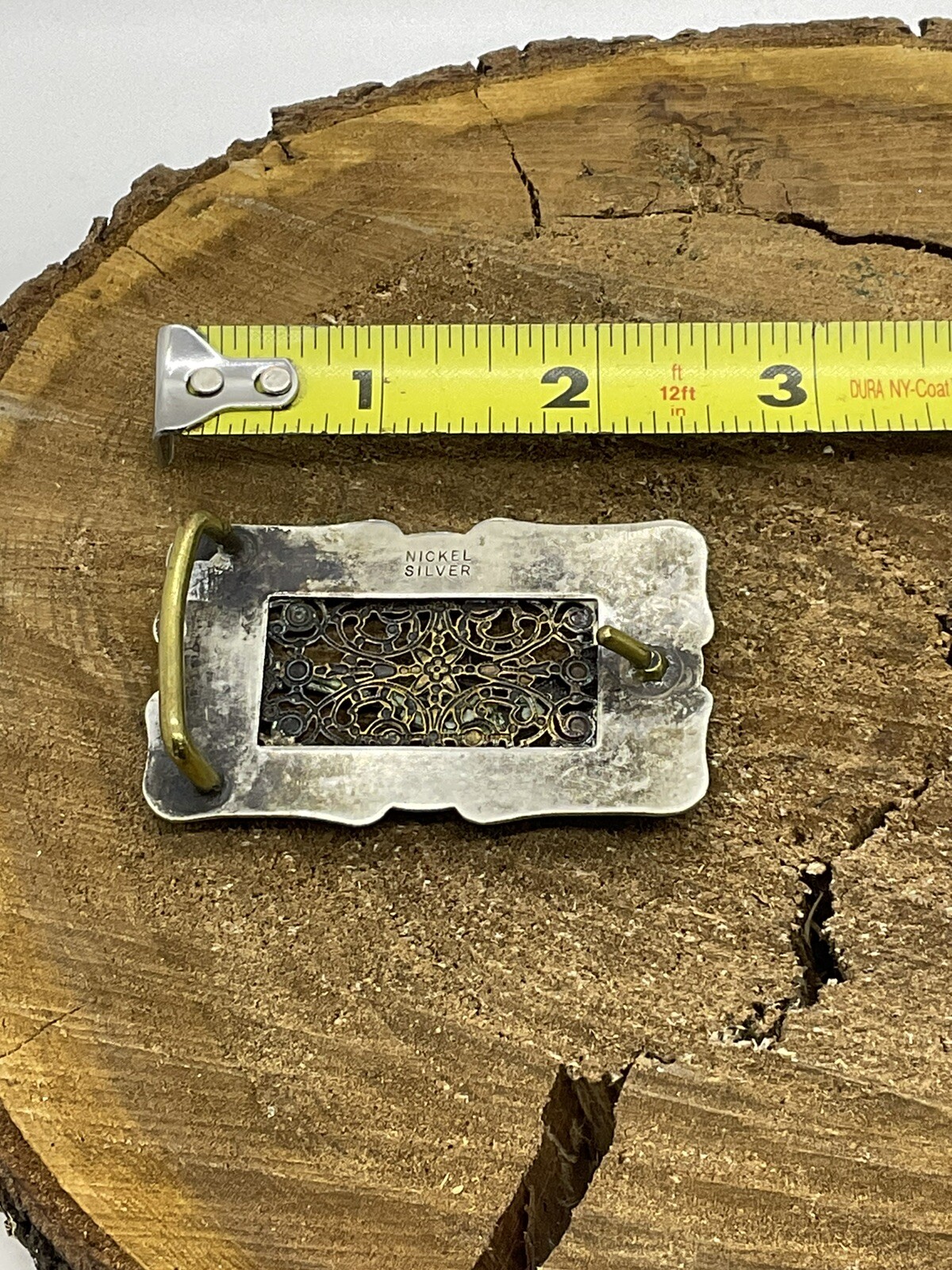 Vintage Cowboy Western Revolver Gun Silver Nickel Metal Belt Buckle