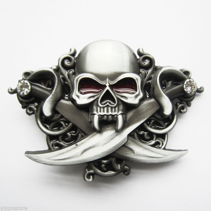 Skull w/ Swords Belt Buckle
