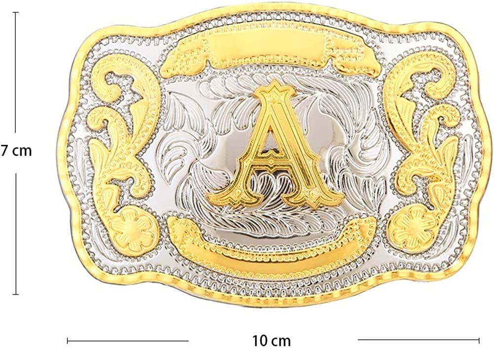 Initial Letters ABCDJST to Z Cowboy Rodeo Unisex Fashion Large Gold Belt Buckles