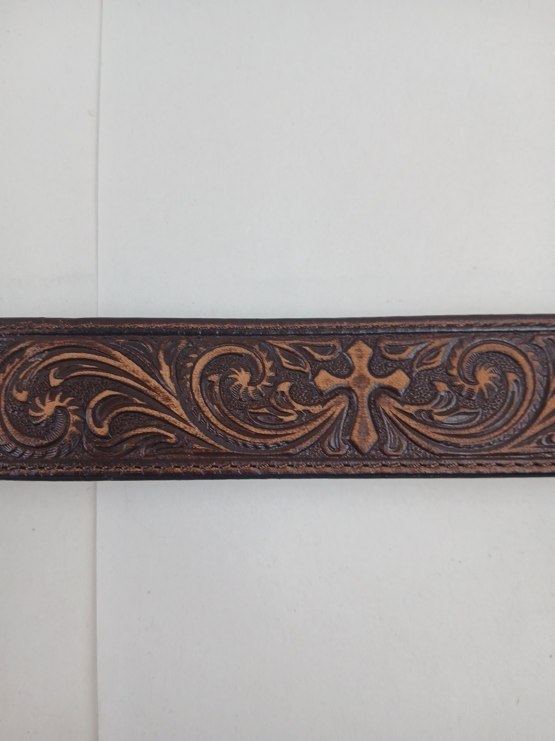 Nocona Silver Tone Western Cross Turquoise Inlay Rectangular Large Belt Buckle