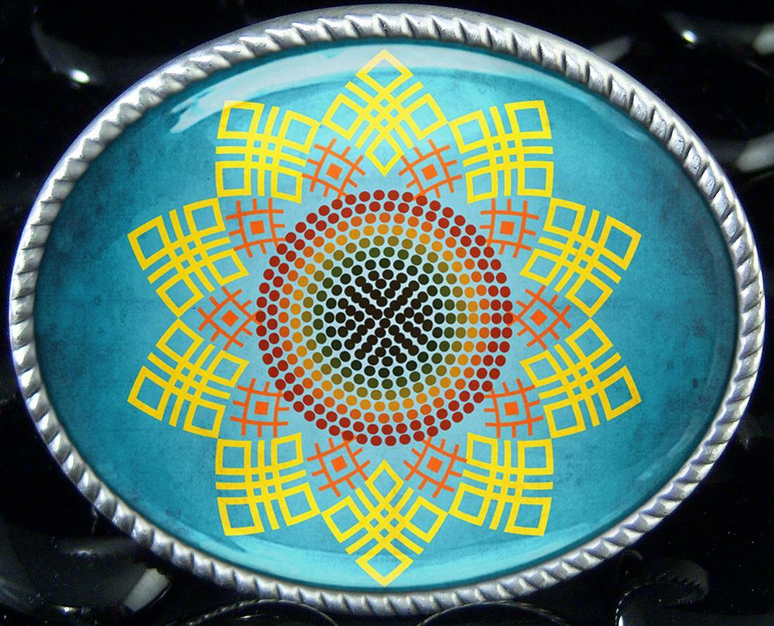 Sunflower Belt Buckle – Abstract Mother Nature Handmade Oval Buckle – 708