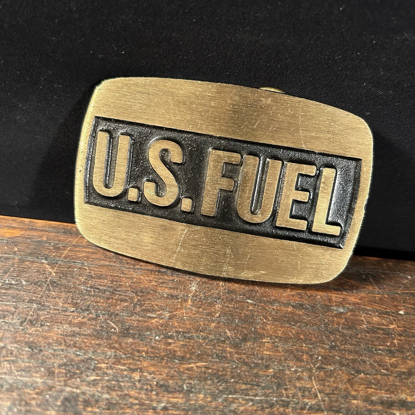 Vintage Belt Buckle U.S. Fuel Petroliana Oil Dyna Buckle Provo Utah Solid Brass
