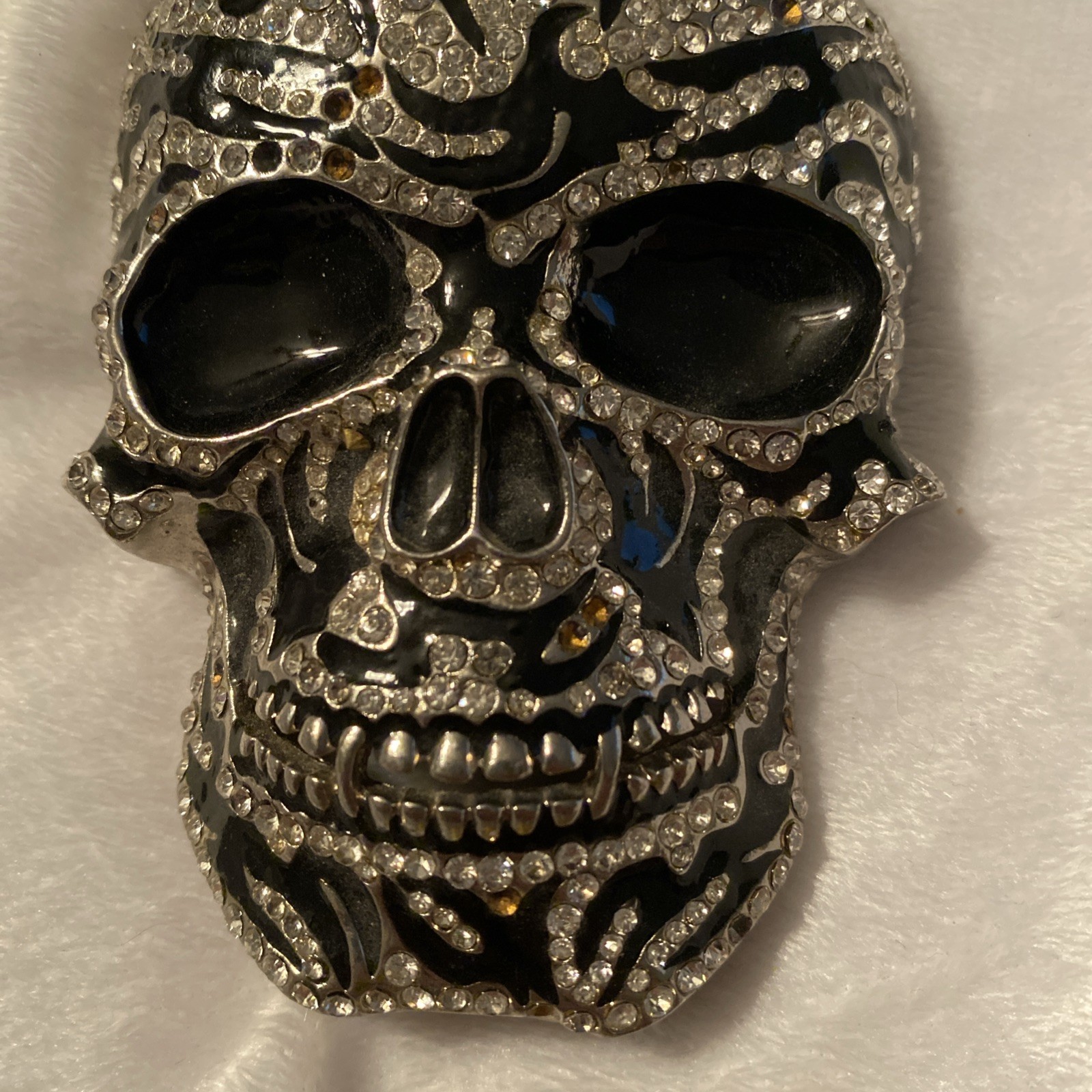 Skull Belt Buckle Lot (2) Silver Bling Rhinestone Punk Horror Gothic Pirate