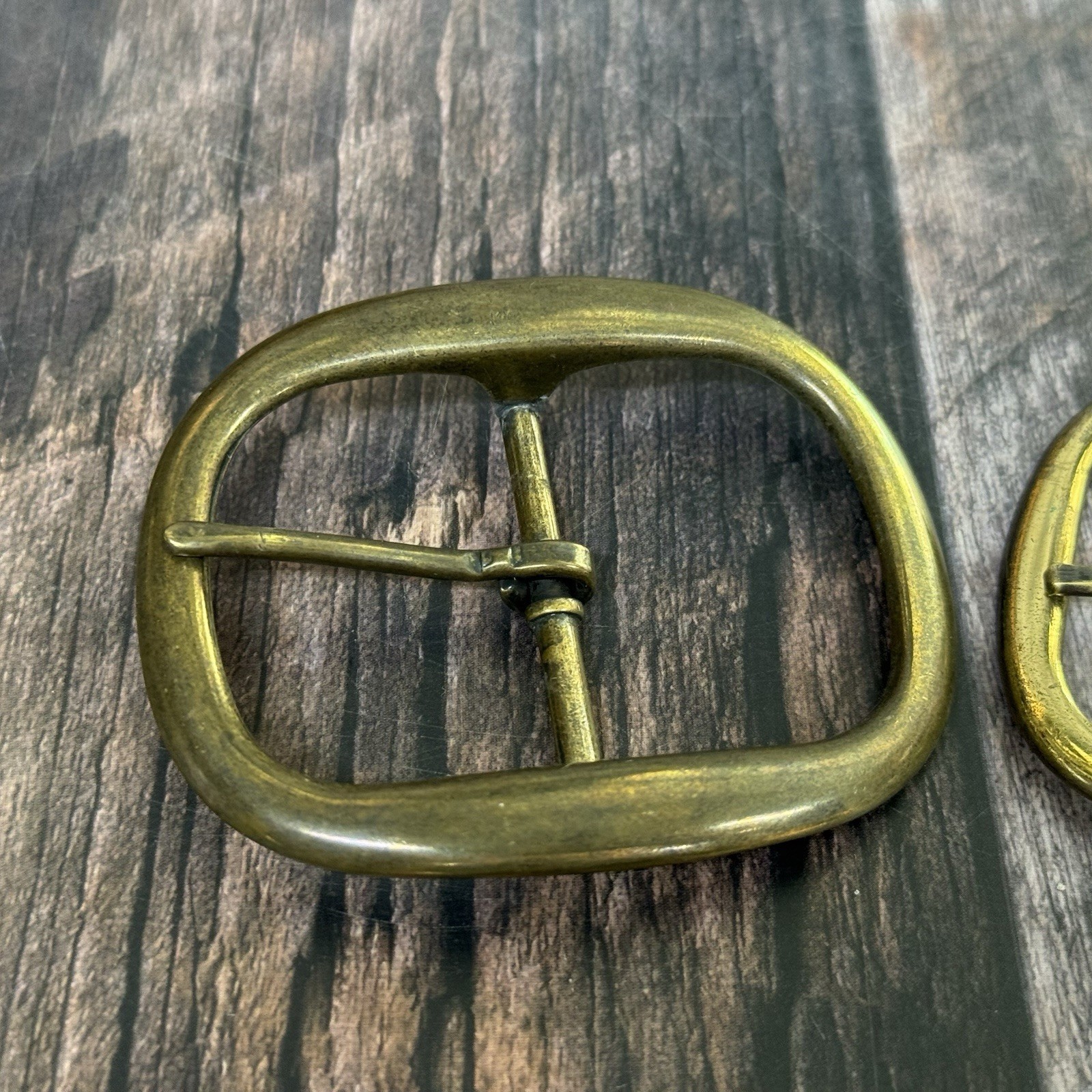 Brass Rounded Belt Buckle Lot Of 2