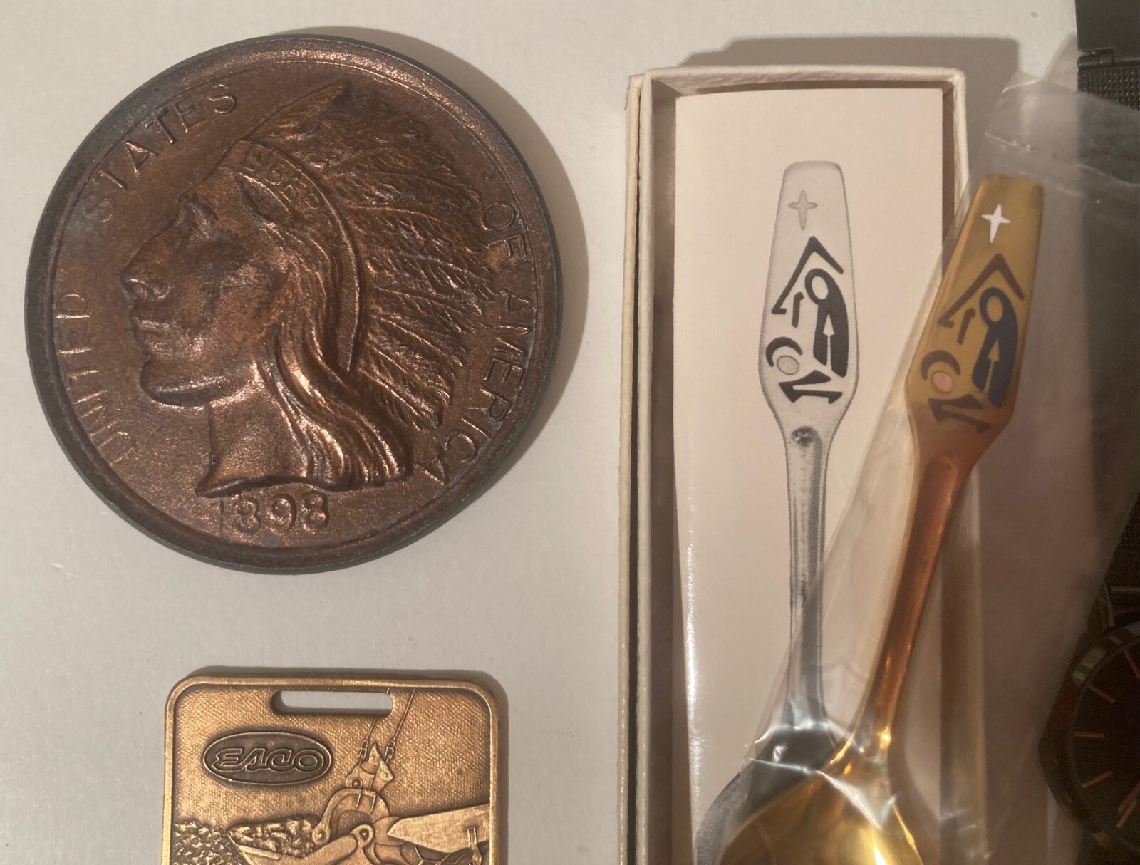 Vintage Grandpa&rsquo;s Junk Draw, Watches, Cufflinks, Arrowhead, Spoons, Interesting,