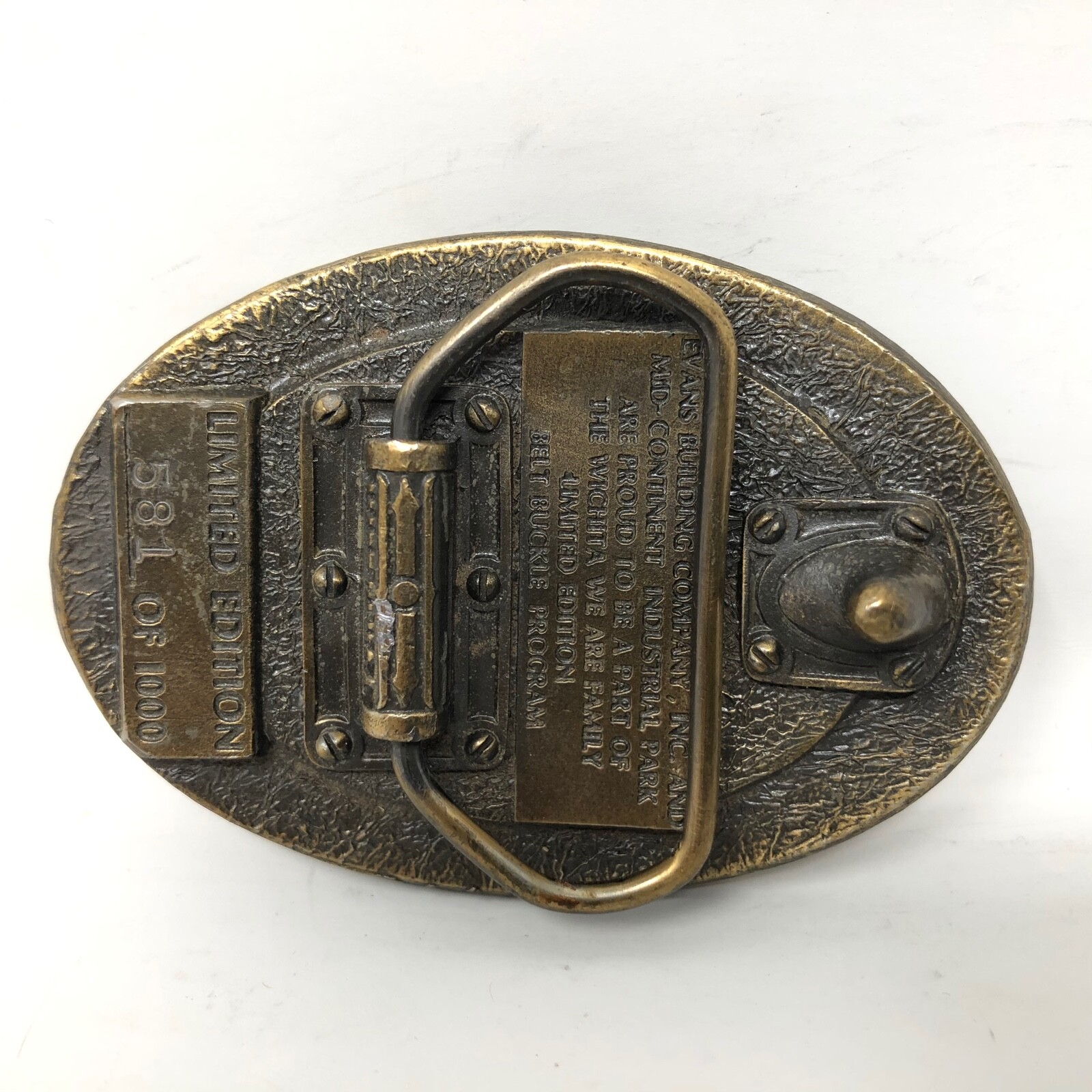 VTG Evans Building Construction Wichita Belt Buckle We Are Family Mid Continent