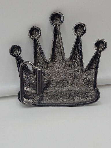 Rock Rebel Royal Crown Belt Buckle New Men Women Gun-Metal Finish Fleur de Lis