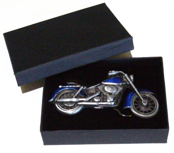 Blue Motorcycle brushed silver removable BELT BUCKLE BP122 with BLACK GIFT BOX