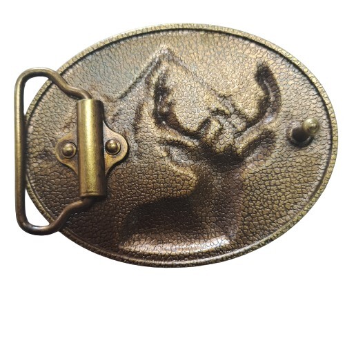 Brass Finish Belt Buckle with Wildlife Hunting Theme