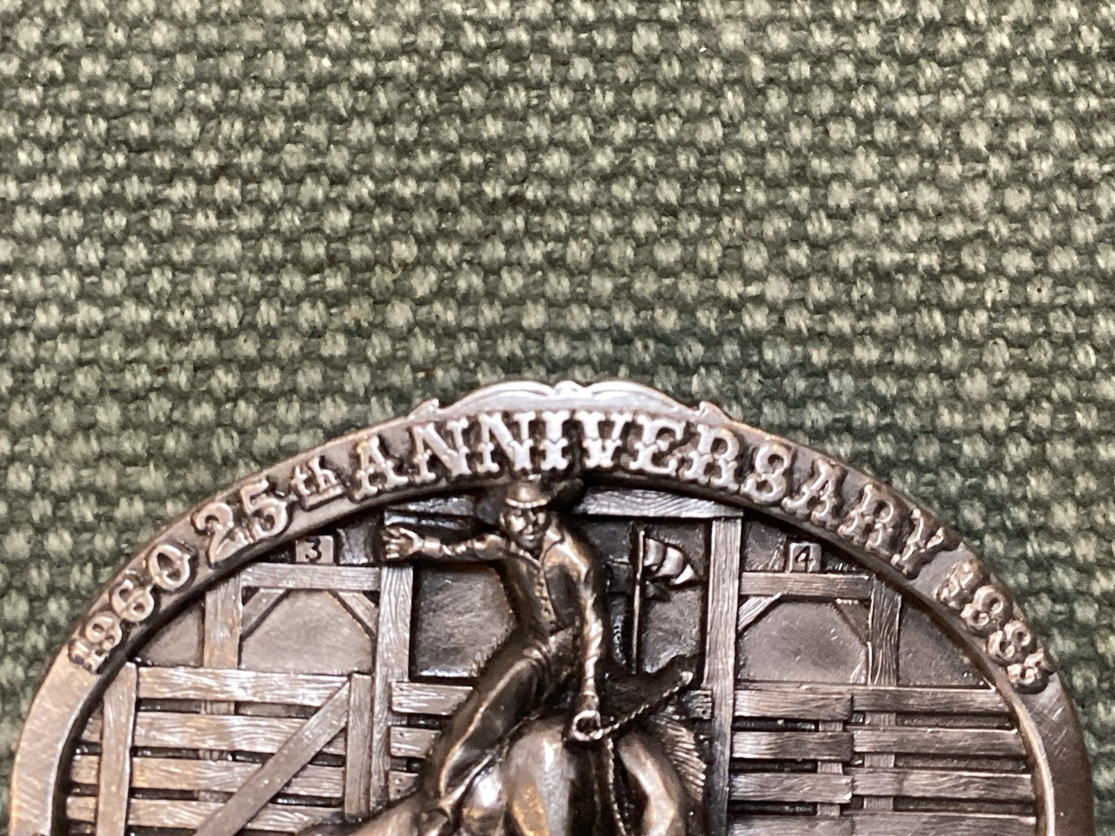 Western Belt Buckle Peach Capitol Rodeo 25th Kansas Rare 3D Cowboy Bronco Chute