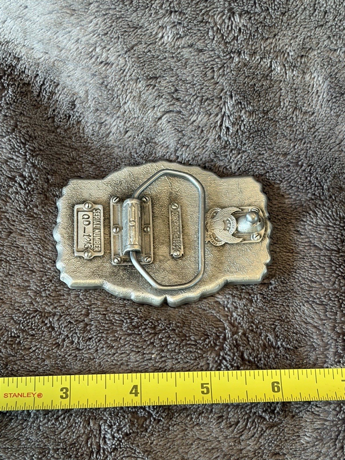 Vintage 1980s Great American Belt Buckle Co- Pewter & Enamel American Bald Eagle