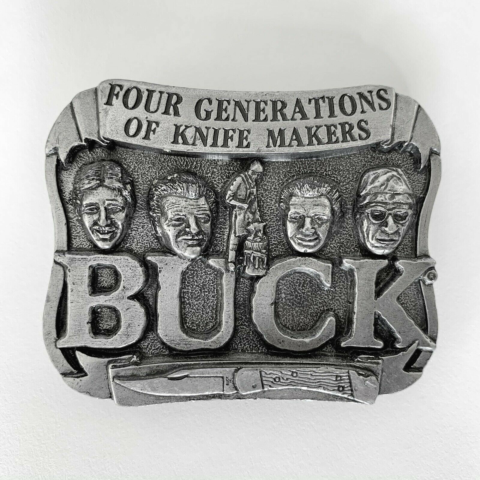 Buck Knives Pewter Belt Buckle Four Generations Smoky Mountain Knife Works