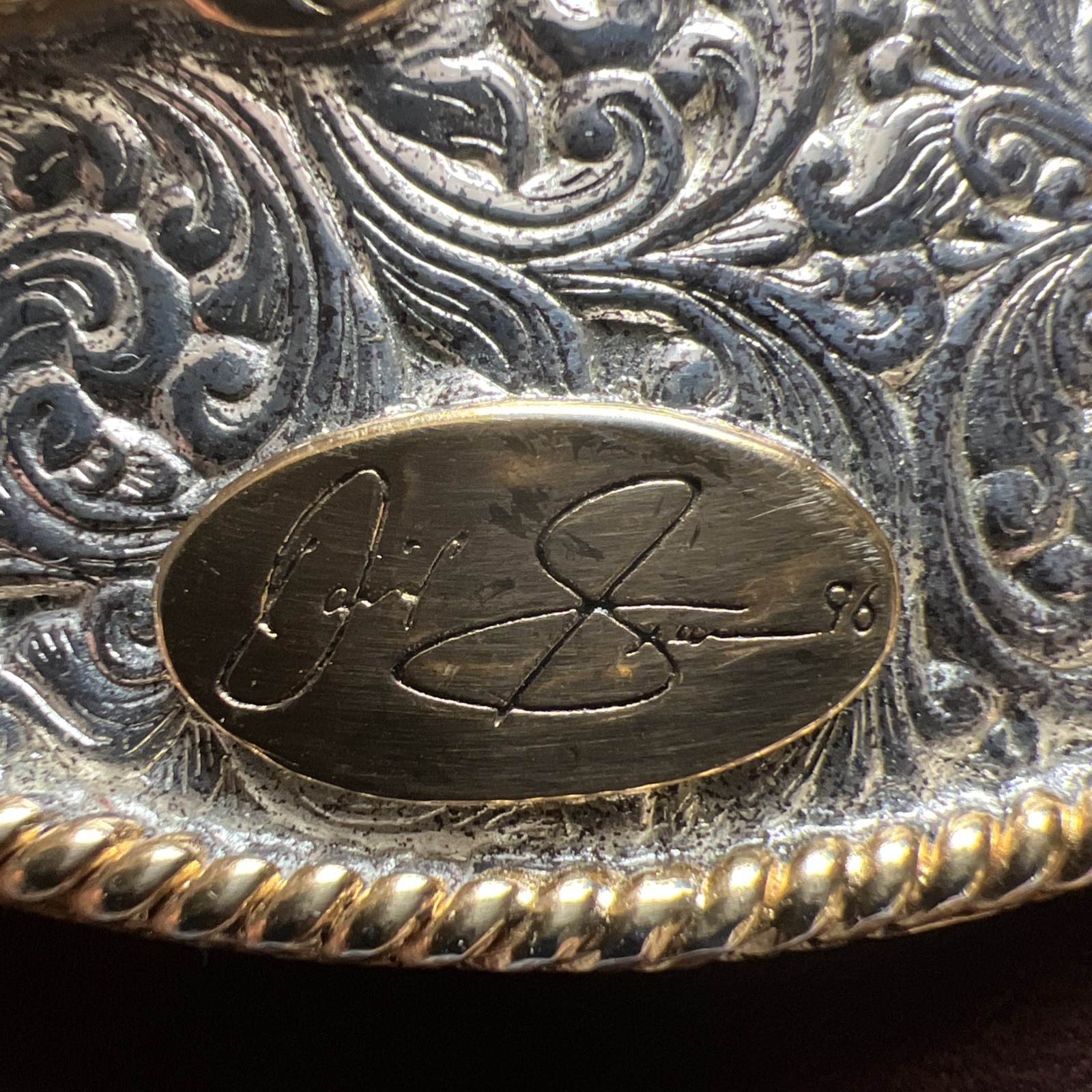 Caterpillar CAT Equipment Gold Silver Plate Belt Buckle NASCAR 96 David Green