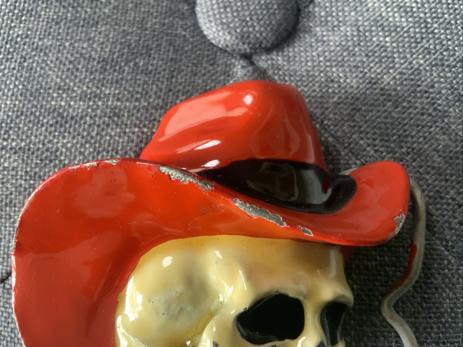 Rare Bergamot Brass Works Skull With Cowboy Hat Belt Buckle 1981 Made In USA