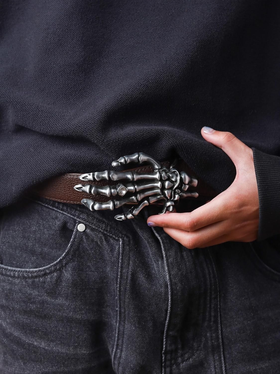 Unique Hand Skeleton Metal Belt Buckle Punk Skull Fashion Jewelry for Men