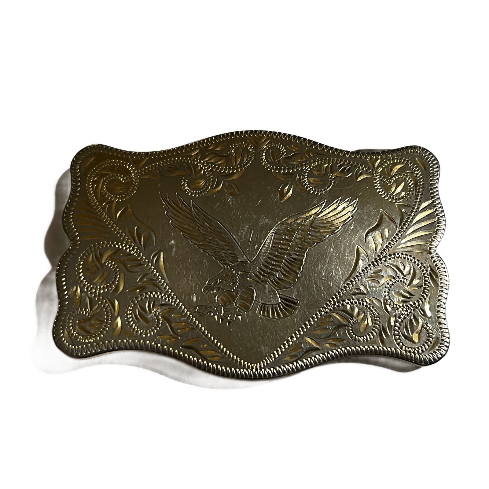 VTG Lazy K Black Hills Gold Tone Metal American Eagle Belt Buckle