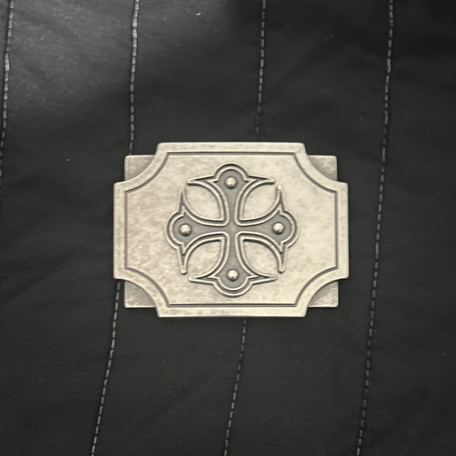Silver Western Cross Metal Belt Buckle for Men 1.5&Prime; Geometric Rectangular