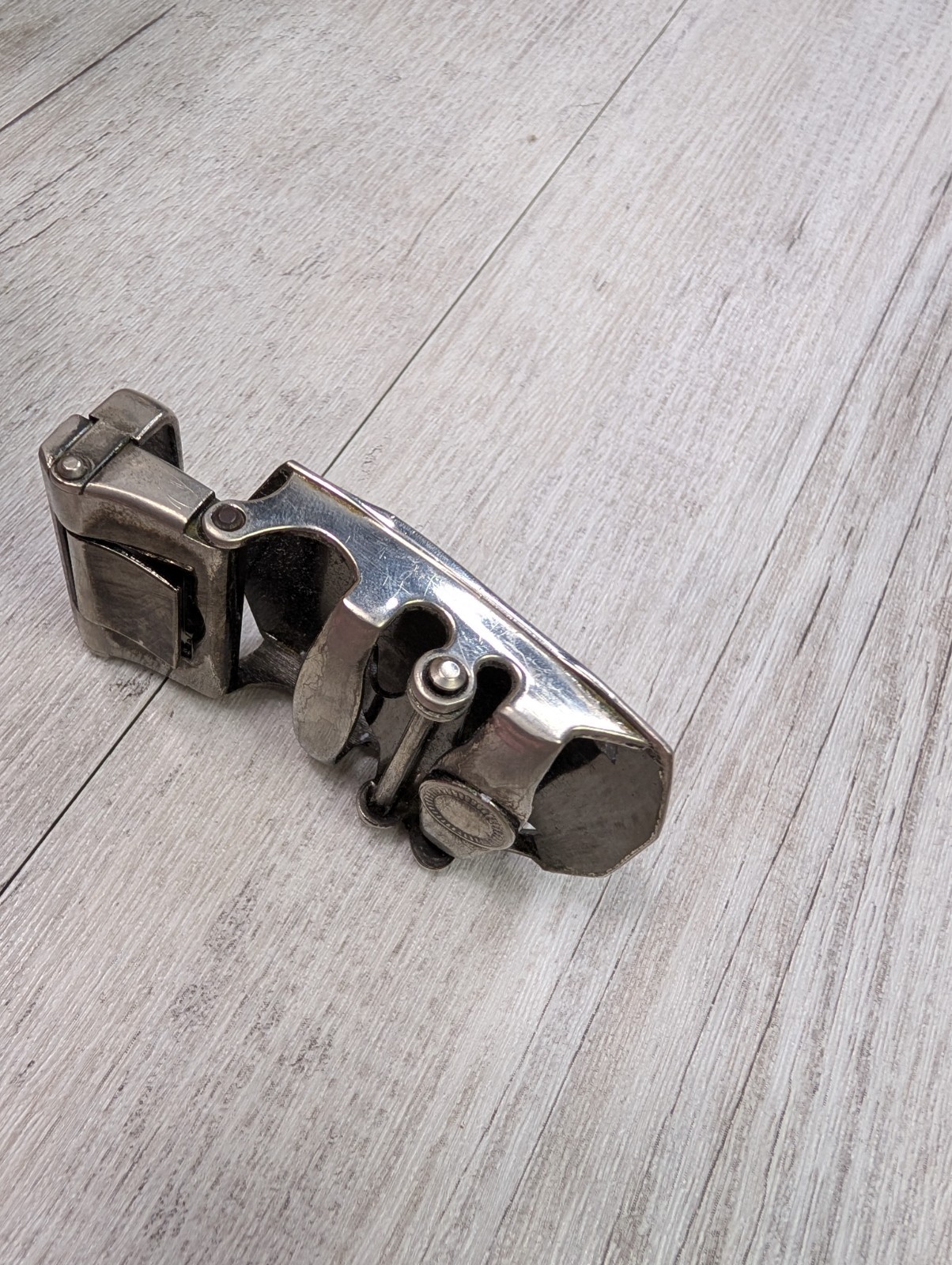 BOSTANTEN Ratchet Belt Buckle Automatic Lock Silver Tone Heavy Duty Metal