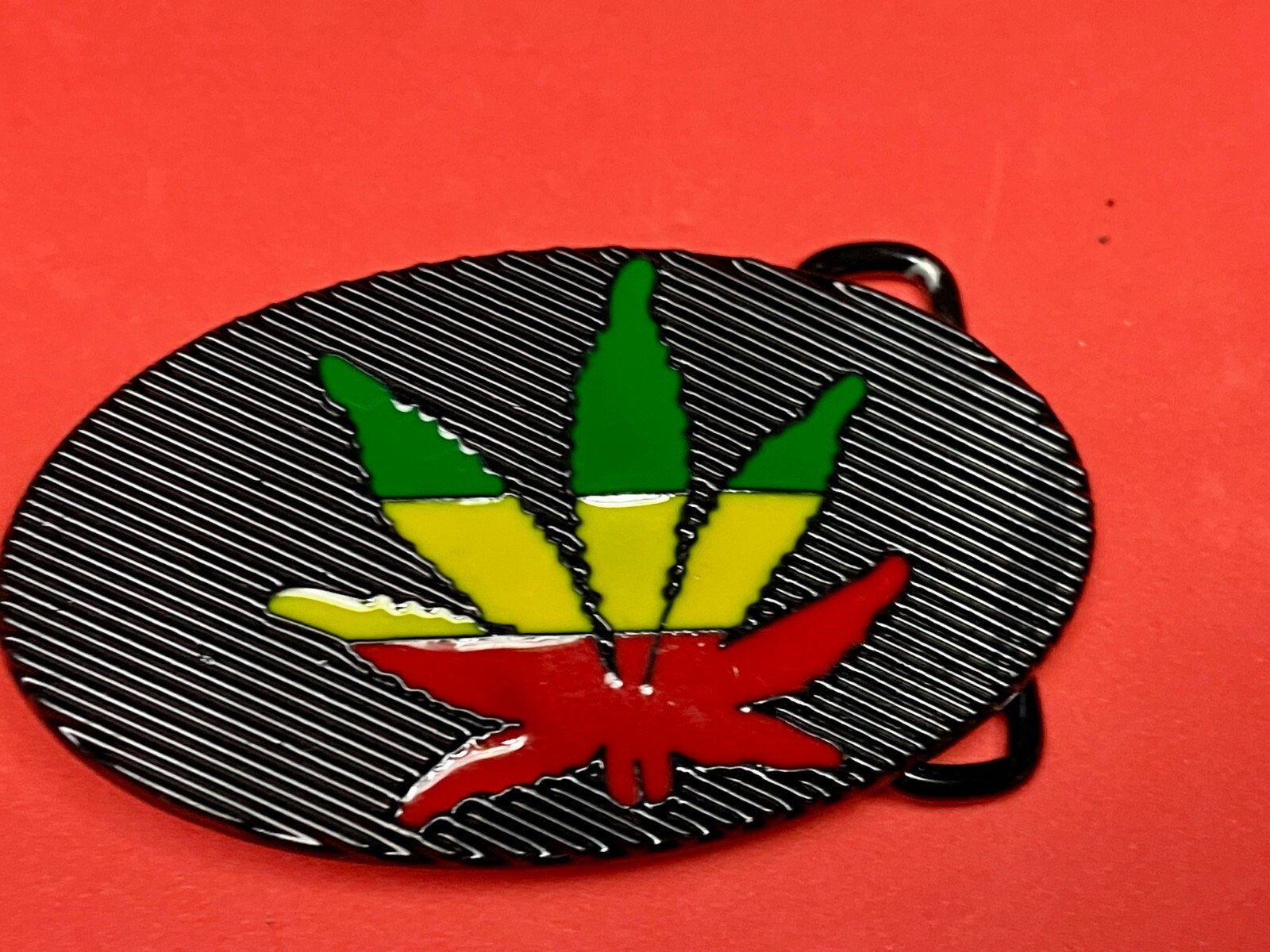 Cannabis Marijuana Pot Leaf Ganga Rasta Green Yellow Red Colors Belt Buckle