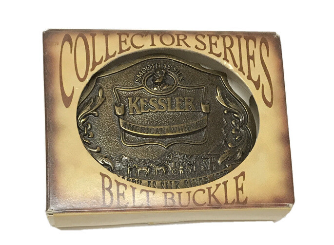 KESSLER AMERICAN WHISKEY COLLECTOR SERIES BELT BUCKLE SMOOTH AS SILK SINCE 1888