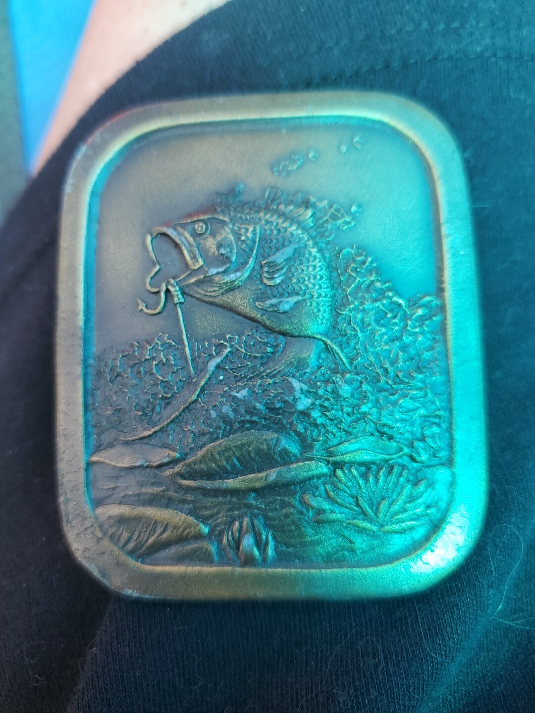 1976 TOURNAMENT FISHING THEME BELT BUCKLE – 2 3/4&Prime; X 2 1/4&Prime; – VERY HEAVY – A97