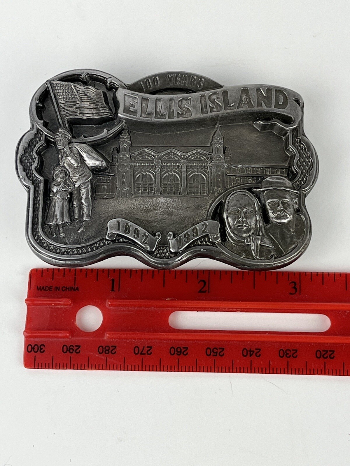 Ellis Island 100 Year Commemorative Belt Buckle Vintage 1992 #797 USA made