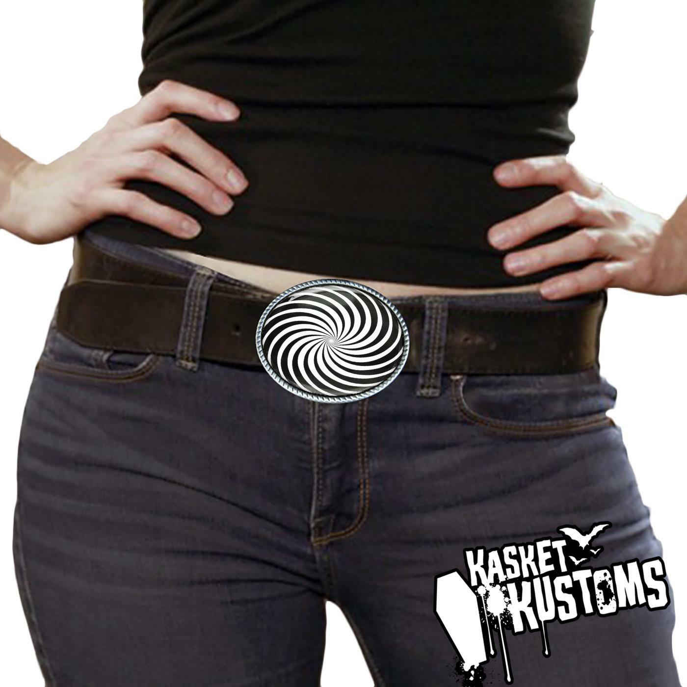 Hypnotic Belt Buckle – Sci-fi Spiral Optical Illusion Handmade Buckle – 558