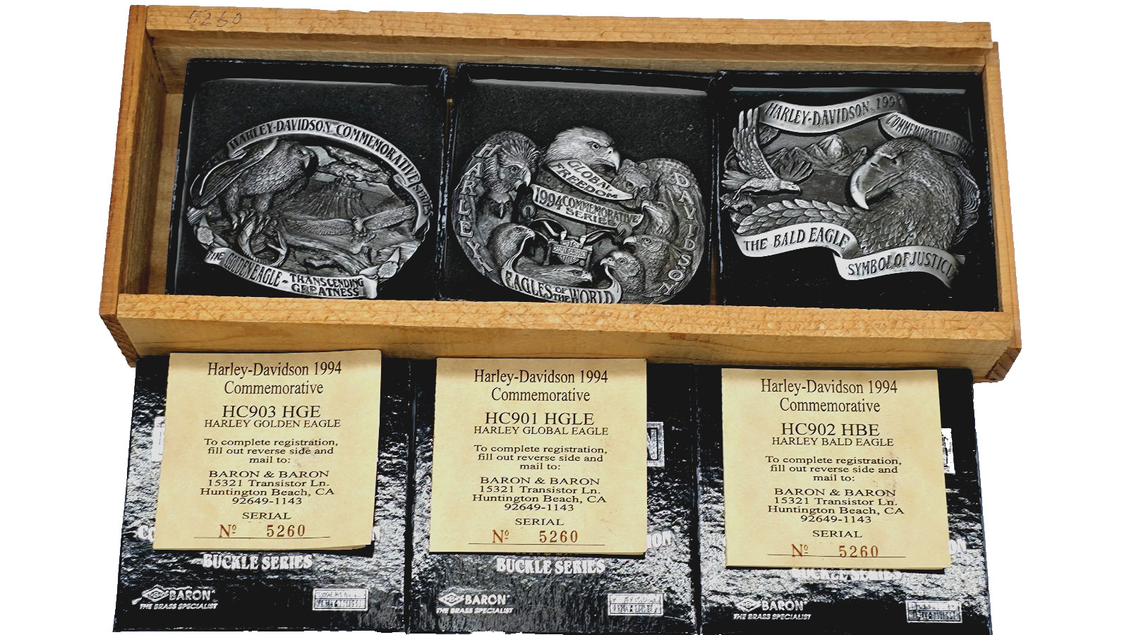 Harley-Davidson 1994 Pewter Commemorative Eagle Buckle Set by Baron