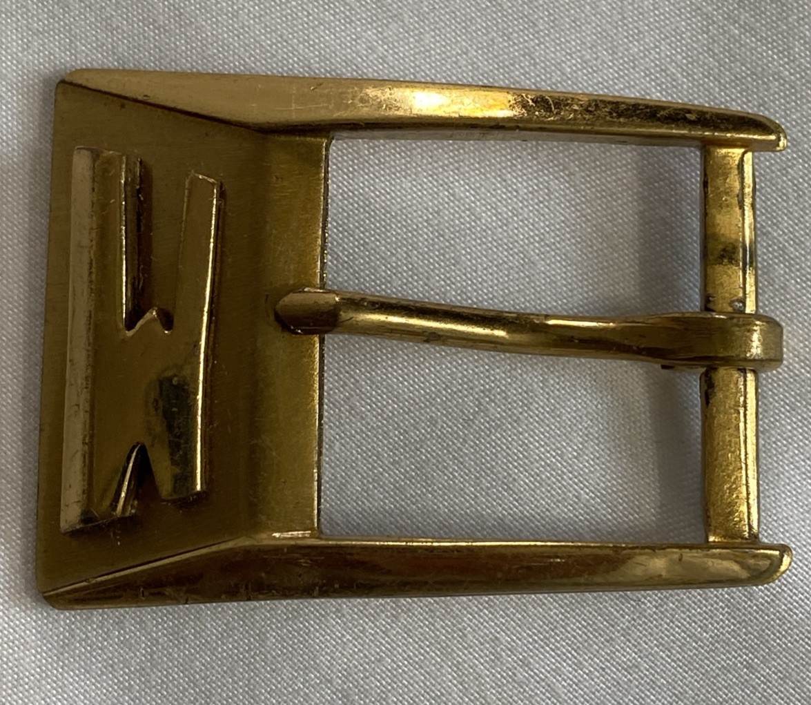 Gold Tone Monogram M or W Belt Buckle Made in Paris 2” x 1 3/8” Unisex