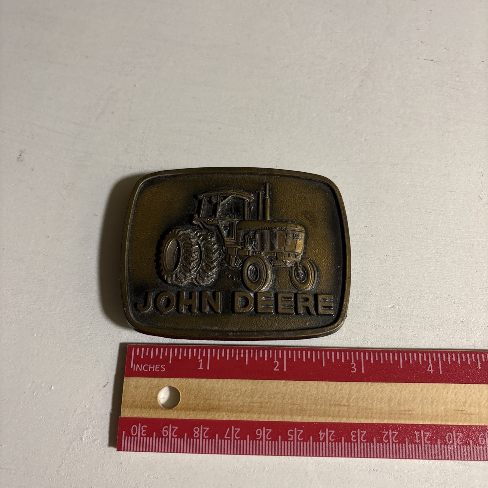 John Deere Tractor Logo Antique Bronze Metal Belt Buckle