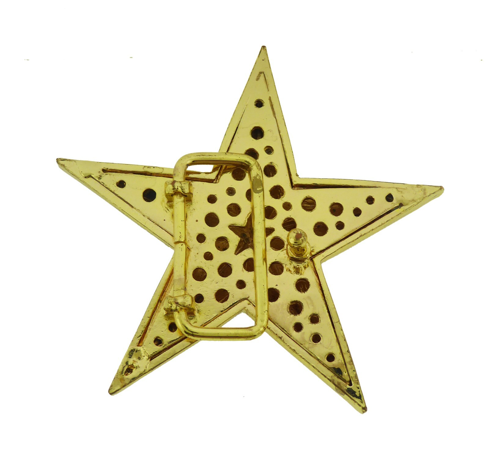 New Men Big Star Belt Buckle Gold Blinged Out Hip Rock Punk Gothic Tattoo Style