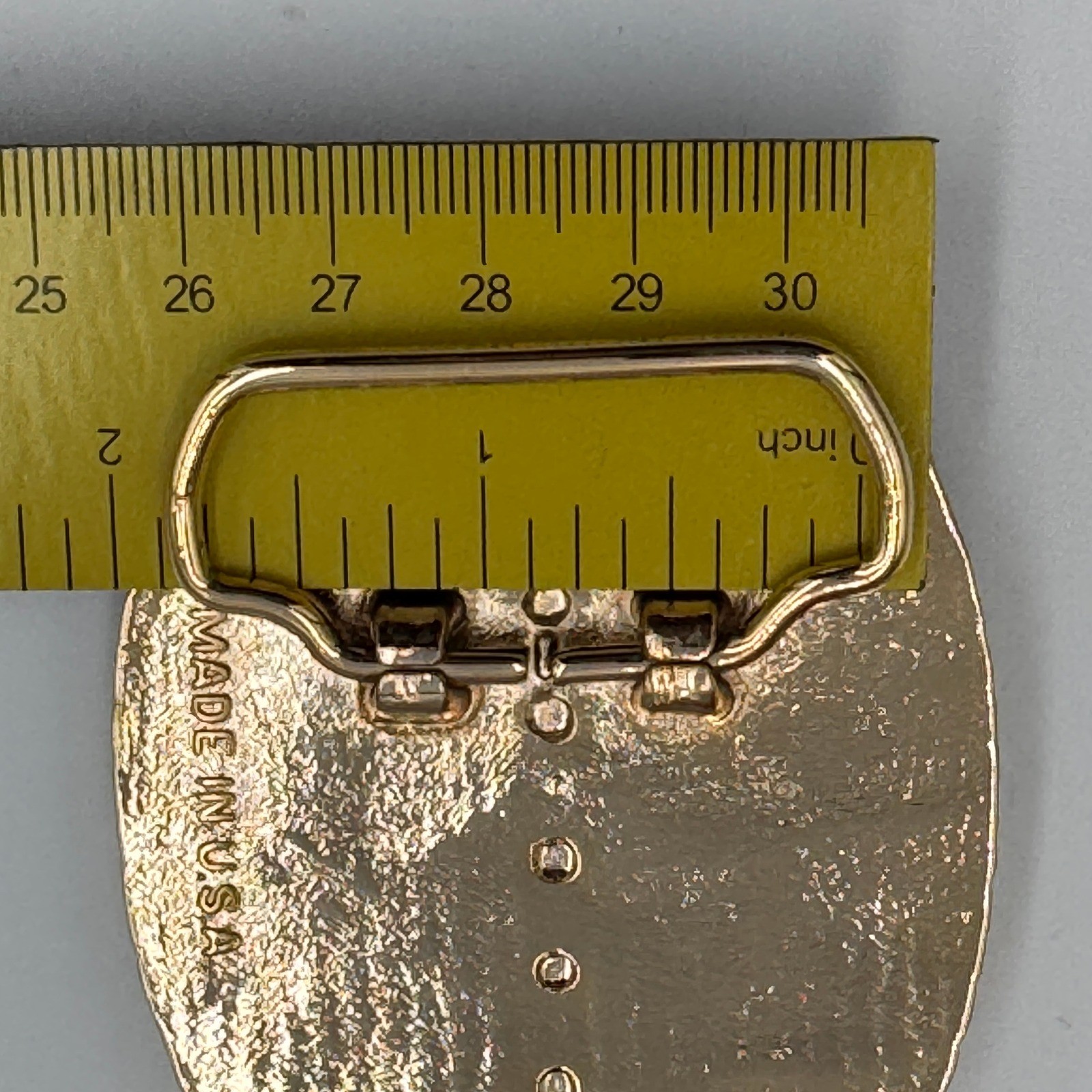 Vintage Western Belt Buckle Gold Tone Initial S Black Enamel Oval Made in USA