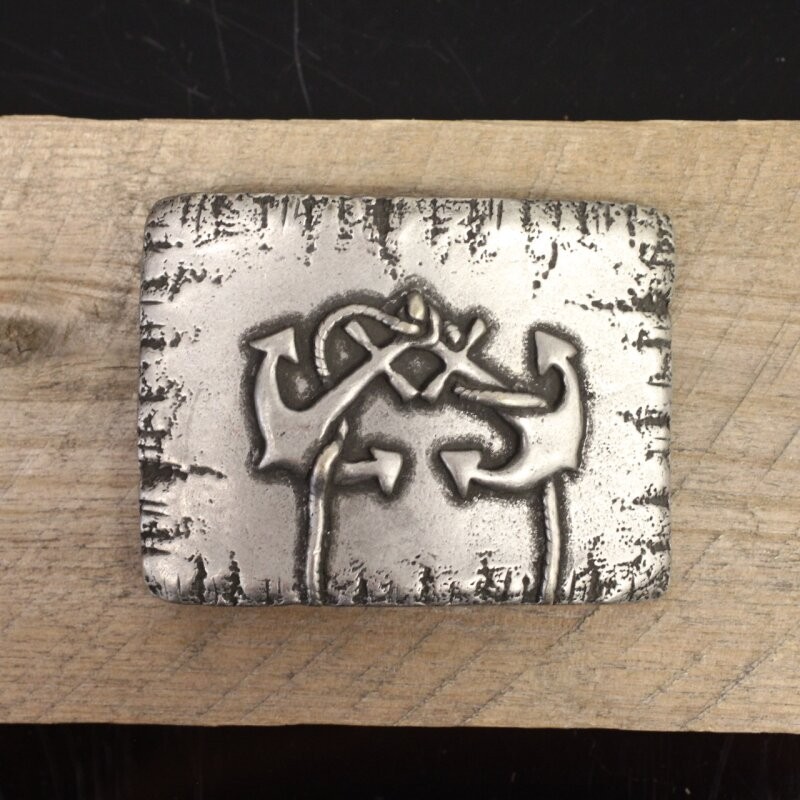 Double Anchor Belt Buckle in Antique Silver – Maritime Metal Buckle