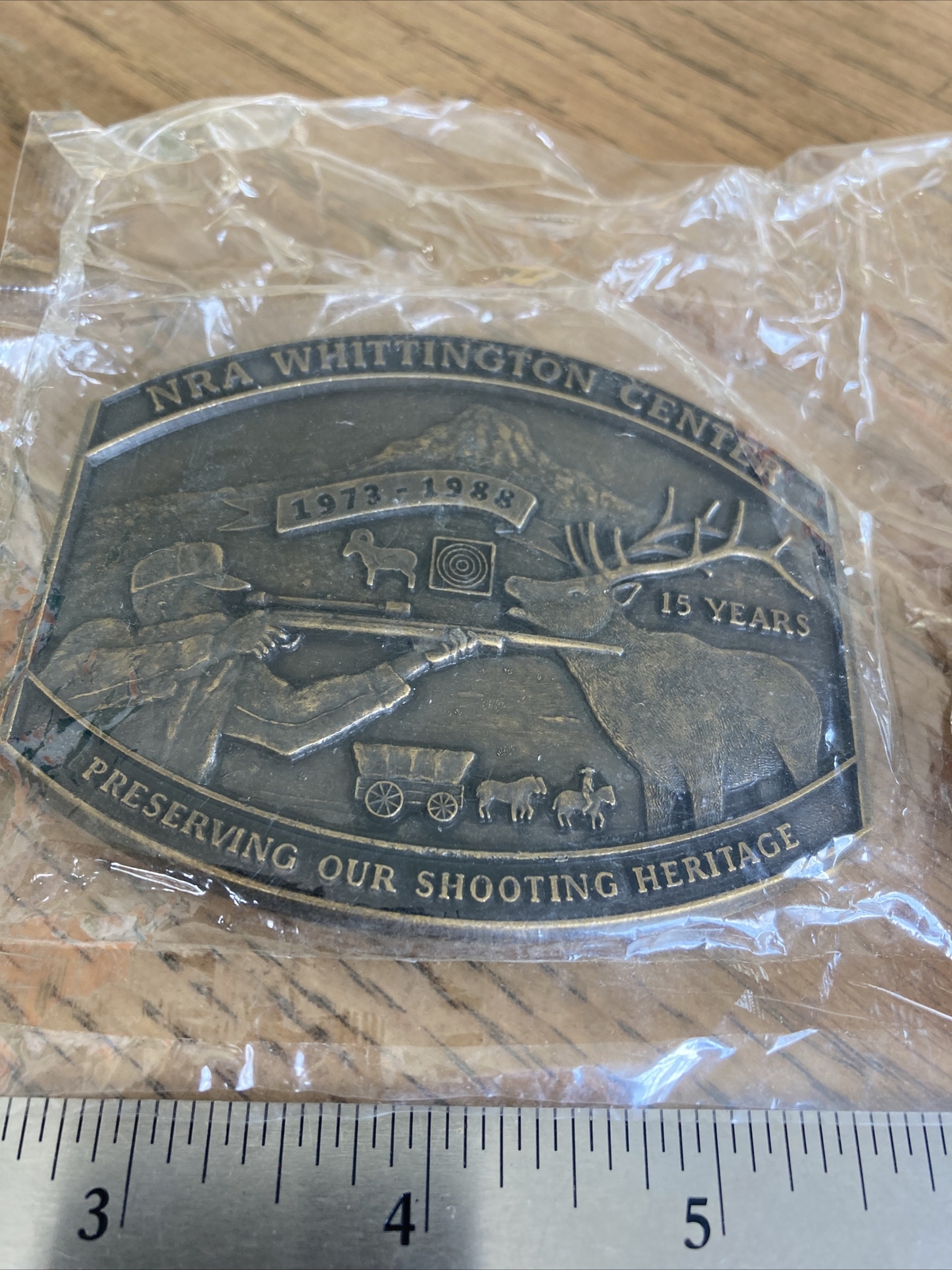 Men&rsquo;s NRA Whittington Center Belt Buckle National Rifle Brass Guns Lot Of 2