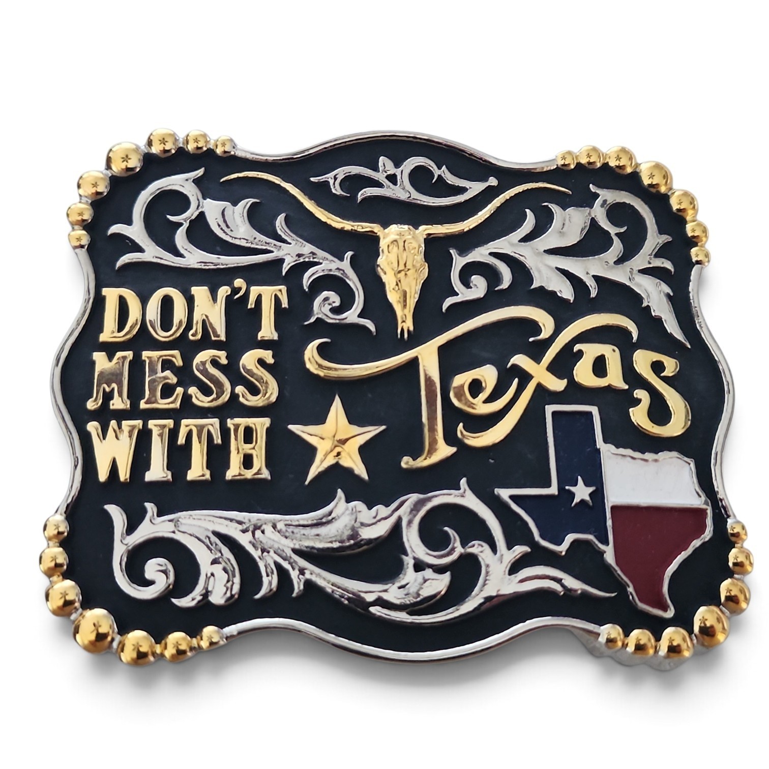 Western Edge Don’t Mess With Texas Longhorn Belt Buckle TBB4604 3.5”