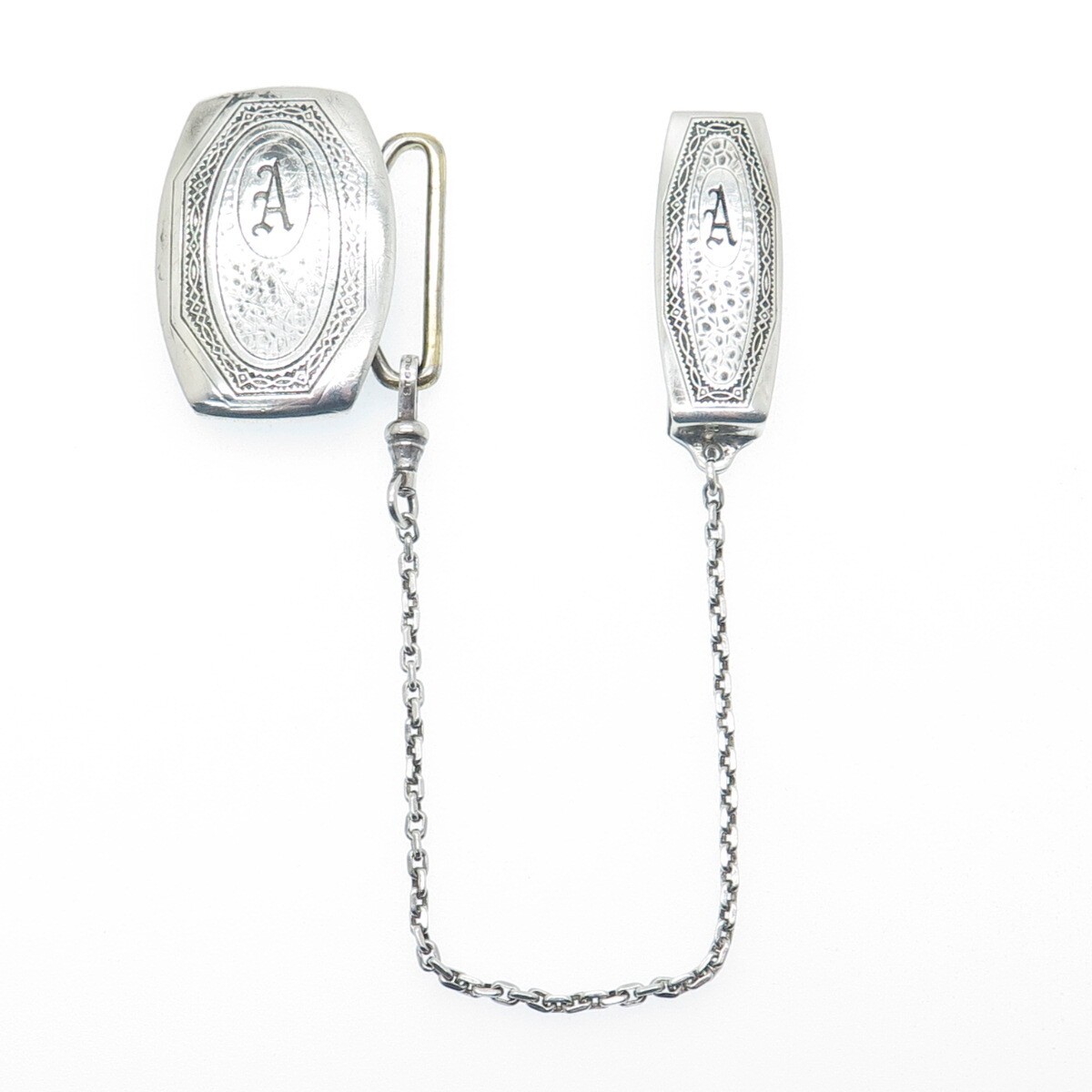 HICKOK Sterling Silver Antique Beltogram Pocket Watch Belt Buckle & Loop Chain