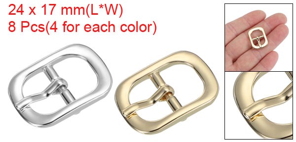 8Pcs 0.5&Prime; Single Prong Metal Roller Pin Belt Buckles Silver/Light Gold