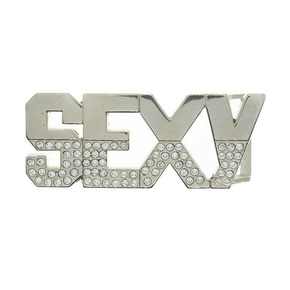SEXY Bling Belt Buckle Chrome Metal Biker Rock Mens Ladies chrome Diamante