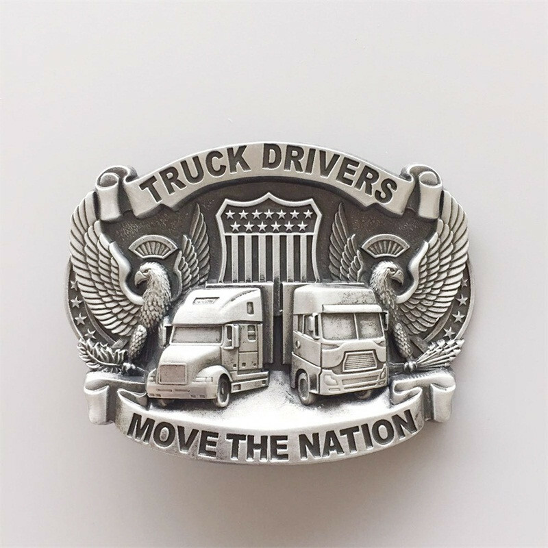 Antique Silver Truck Driver Belt Buckle Gurtelschnalle also Stock in US