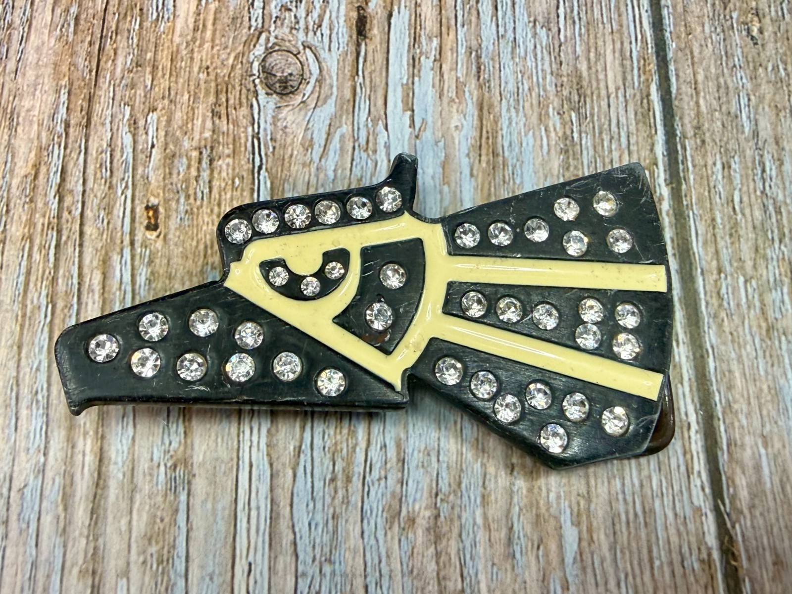 Mexico Eagle ? Pattern With Clear Rhinestone Accents Cutout Belt Buckle